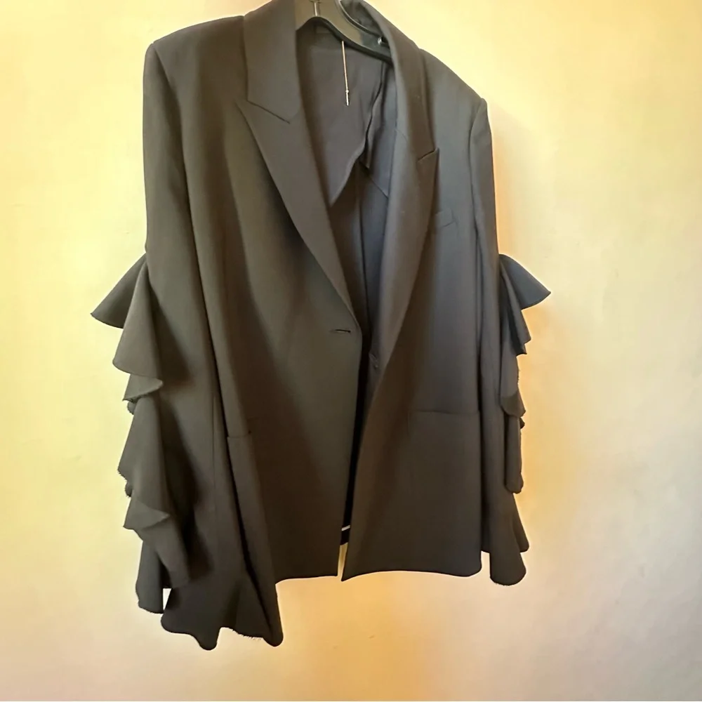NWT Ellery Gold Band Ruffle Sleeve Jacket - Picture 2 of 11